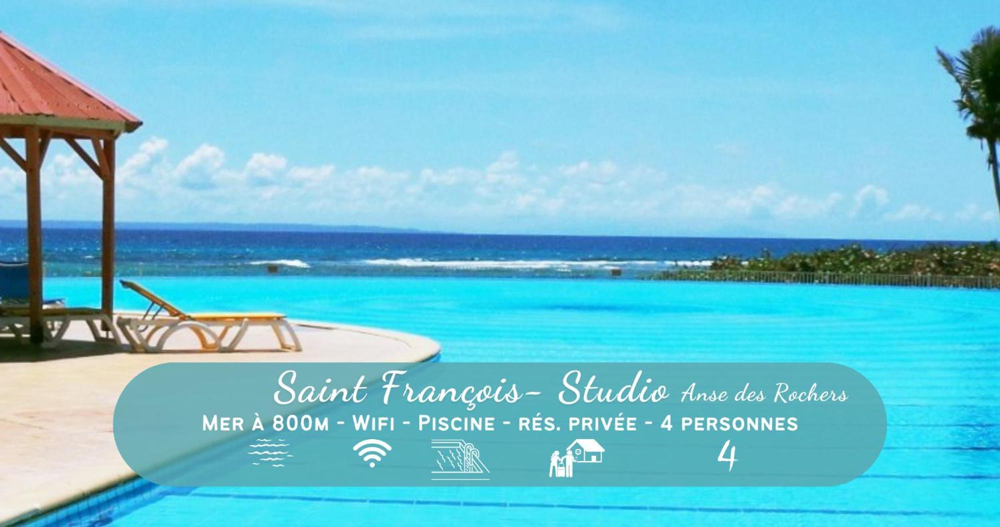Chaleureux Studio 4 Personnes - Residence Anse Des Rochers - " Les Alizes Du Soir " Tout Equipe Et Citerne D'Eau Сен Франсоа Екстериор снимка